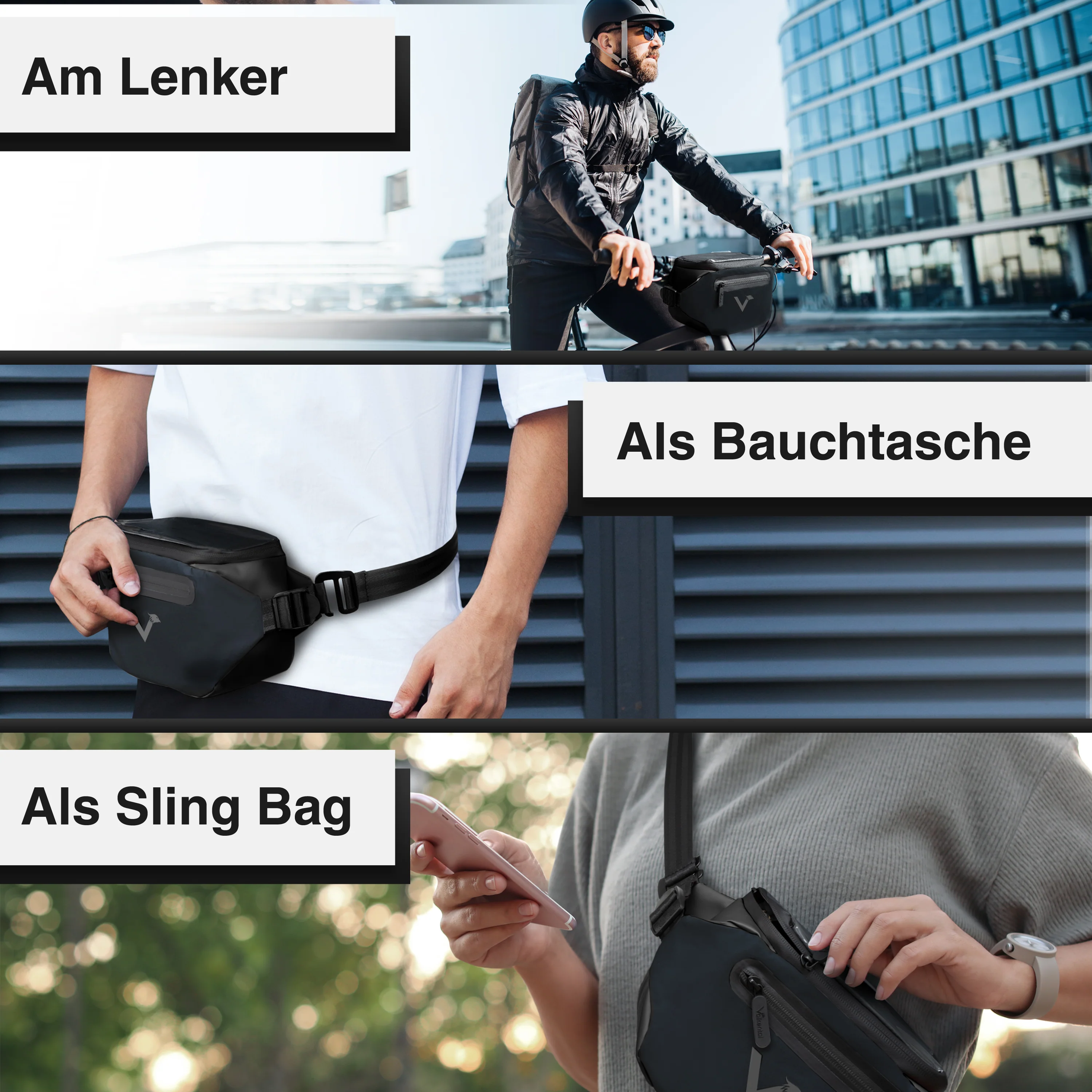 3in1 City Bag - Multifunktionale & reflektierende Lenkertasche -B-Ware - Image 6